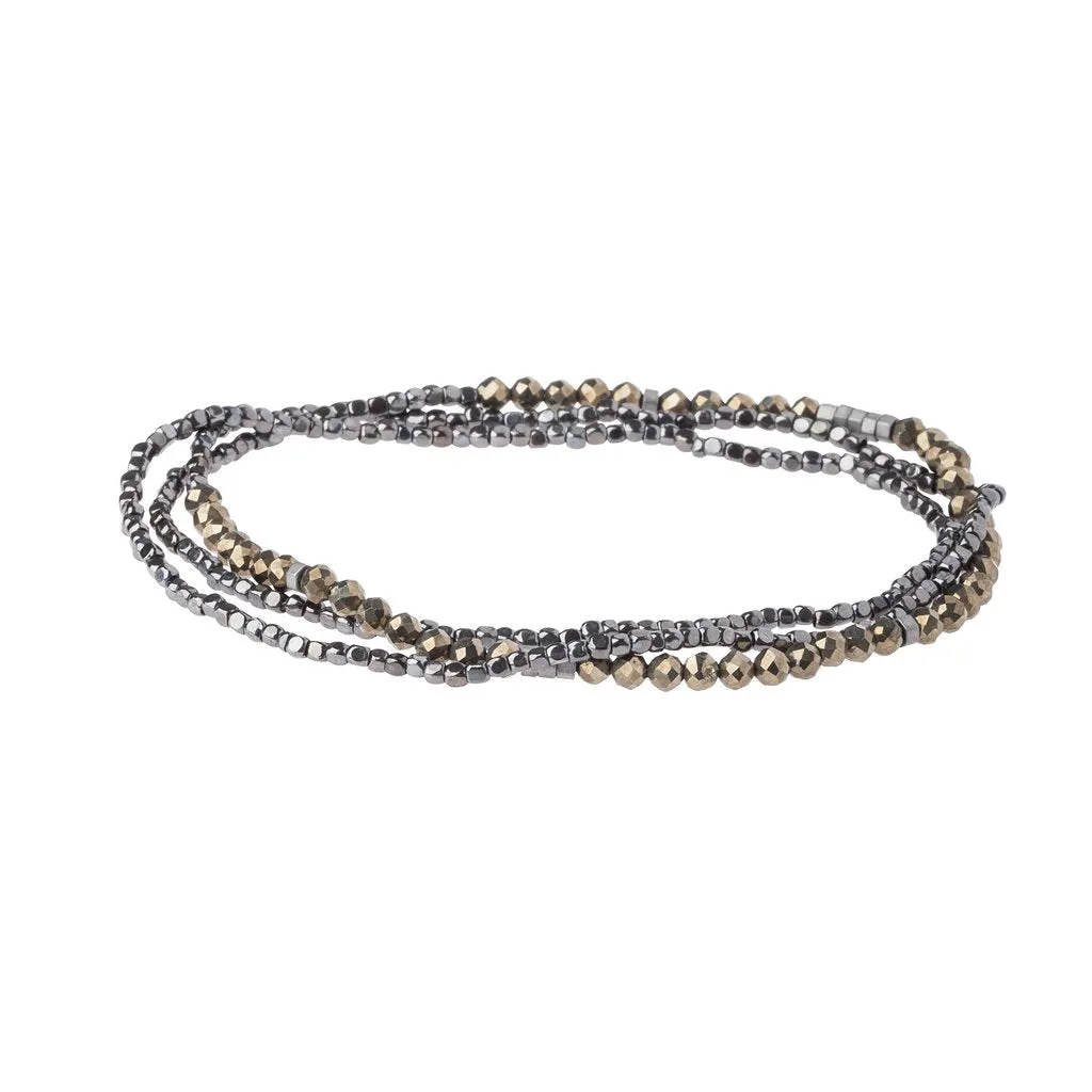 Delicate Stone Stack Bracelet/Necklace: Pyrite