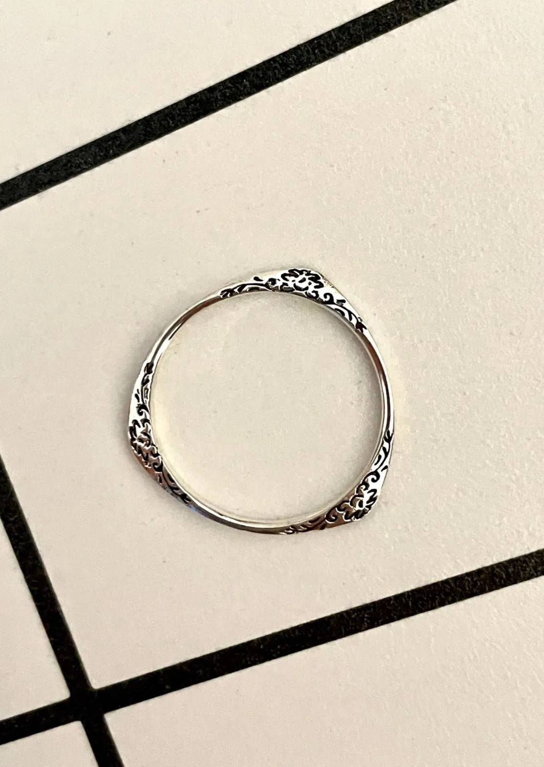 Delicate Three Sided Sterling Silver Ring