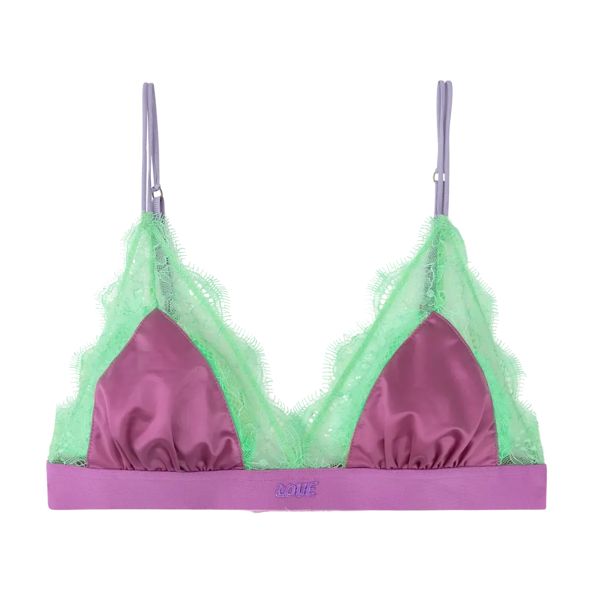 Delicate triangle bralette - LOVE LACE PURPLE