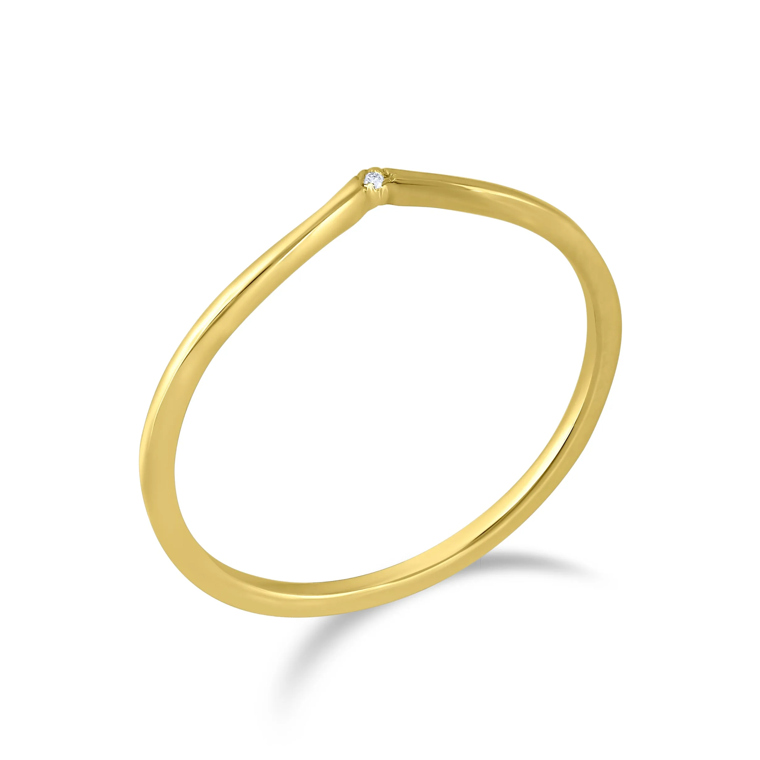 Delicate V 14K Gold & Diamond Ring