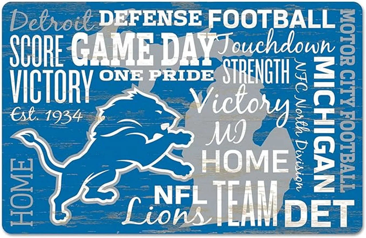 Detroit Lions Sign 11x17 Wood Wordage Design