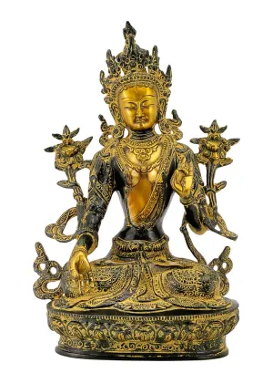 Devi Tara Decorated Brass Sculpture 12.25"