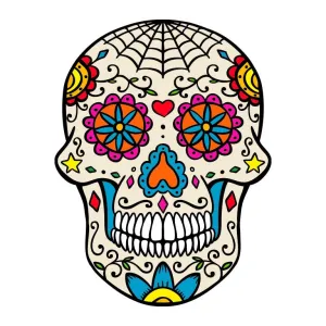 Dia de los Muertos Sugar Skull with Cobwebs Graphic Decal