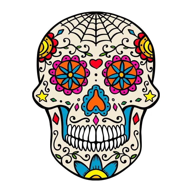 Dia de los Muertos Sugar Skull with Cobwebs Graphic Decal