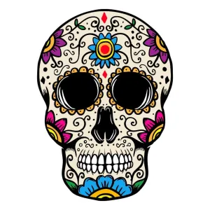 Dia de los Muertos Sugar Skull with Flowers on Head Graphic Decal