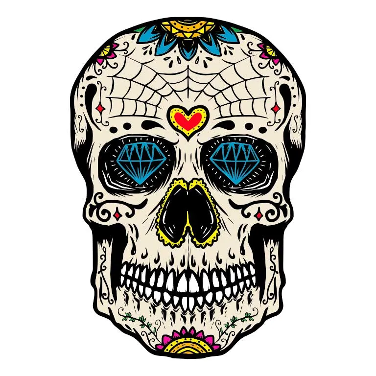 Dia de los Muertos Sugar Skull with Head of Cobwebs Graphic Decal