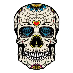 Dia de los Muertos Sugar Skull with Head of Cobwebs Graphic Decal