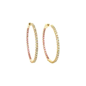 Diamond and Pink Sapphire Inside Out Hoops
