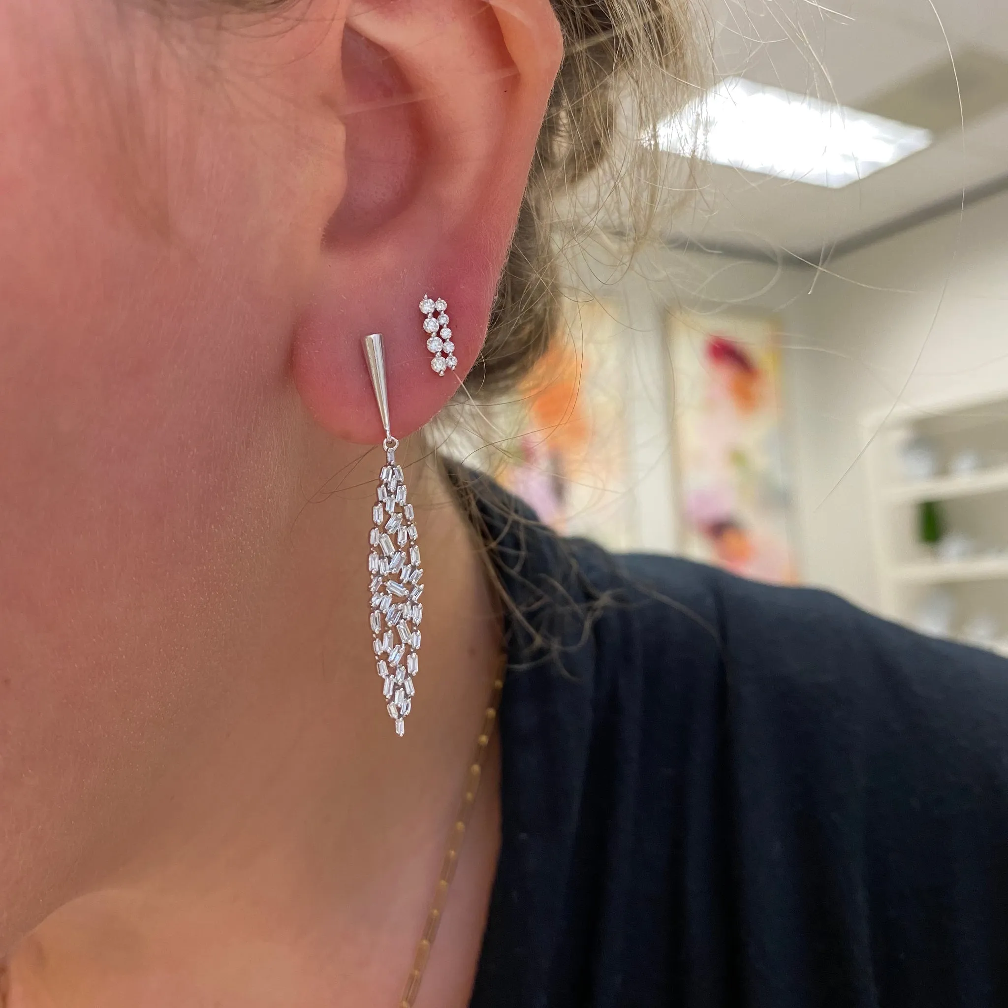 Diamond Baguette Pod Earrings