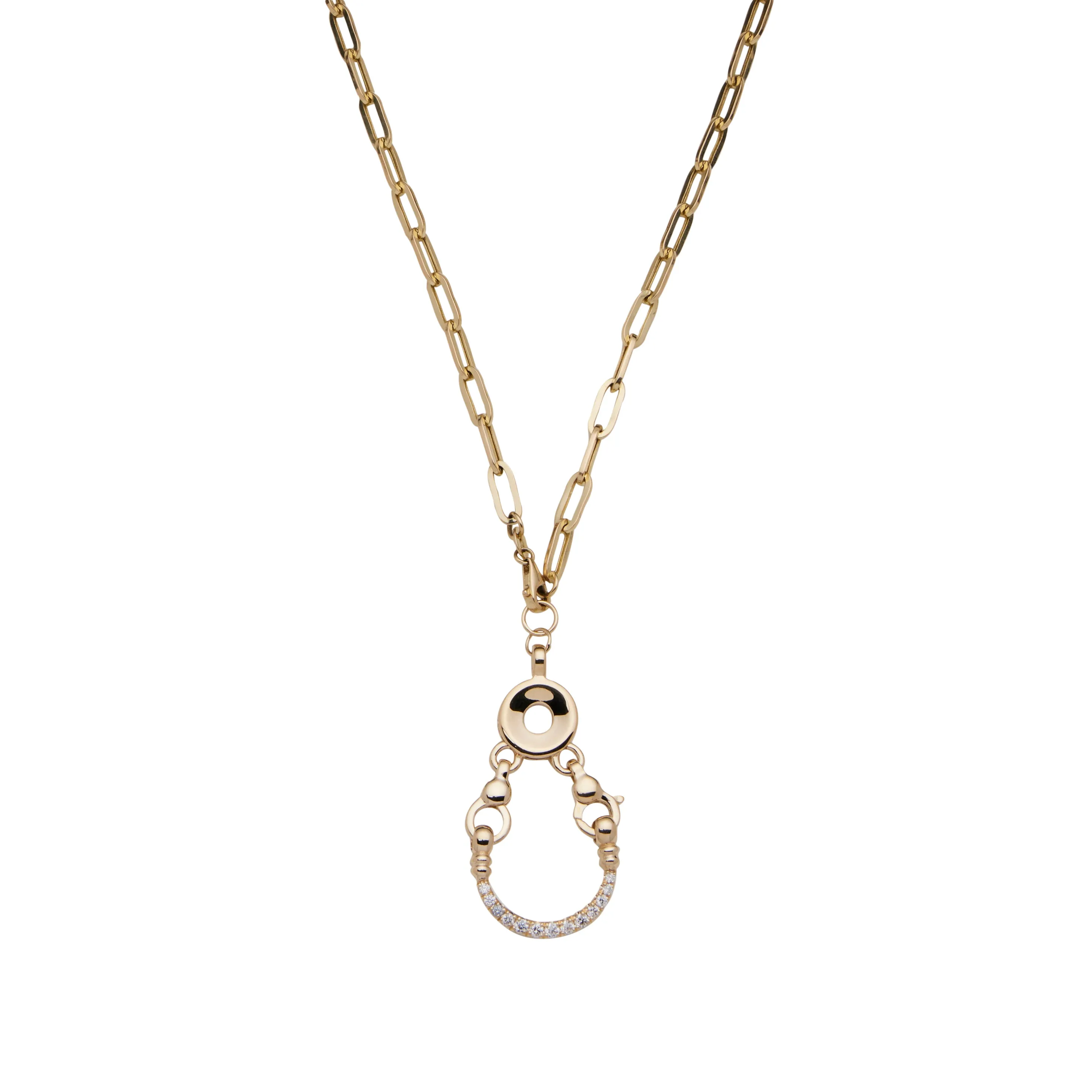 Diamond Horseshoe Locket - Gold