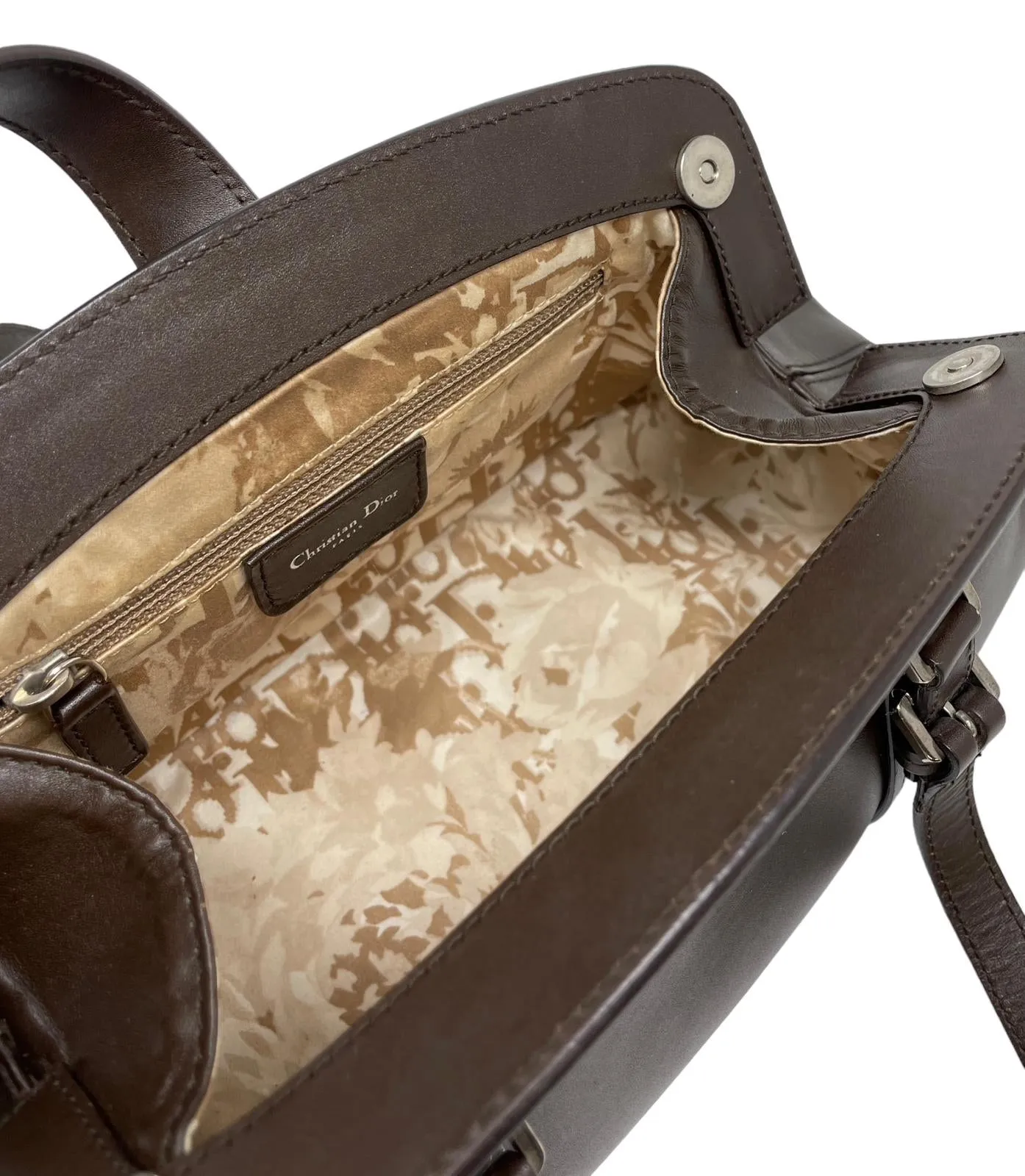 Dior Brown Logo Top Handle Bag