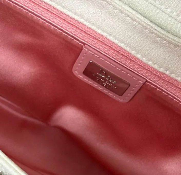 Dior White Rhinestone Columbus Bag