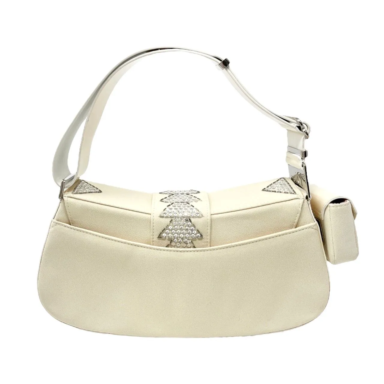 Dior White Rhinestone Columbus Bag