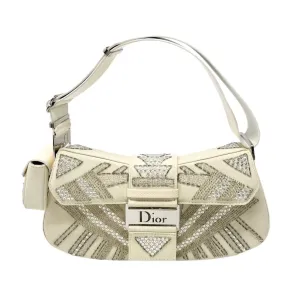 Dior White Rhinestone Columbus Bag