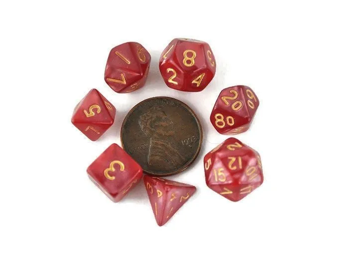 dnd mini dice set, red