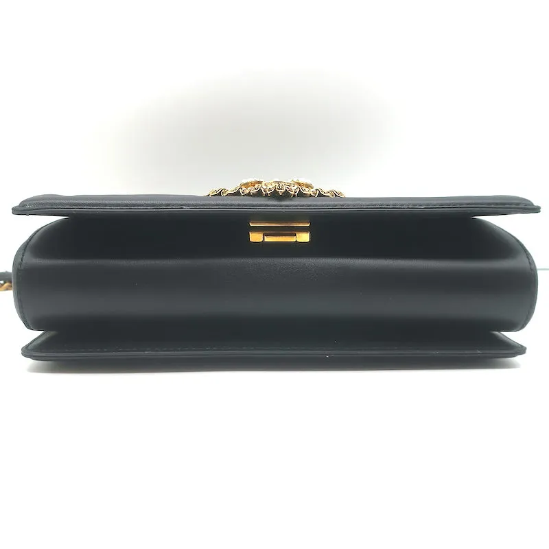 Dolce & Gabbana Devotion Large Shoulder Bag Black Quilted Leather Crossbody NEW