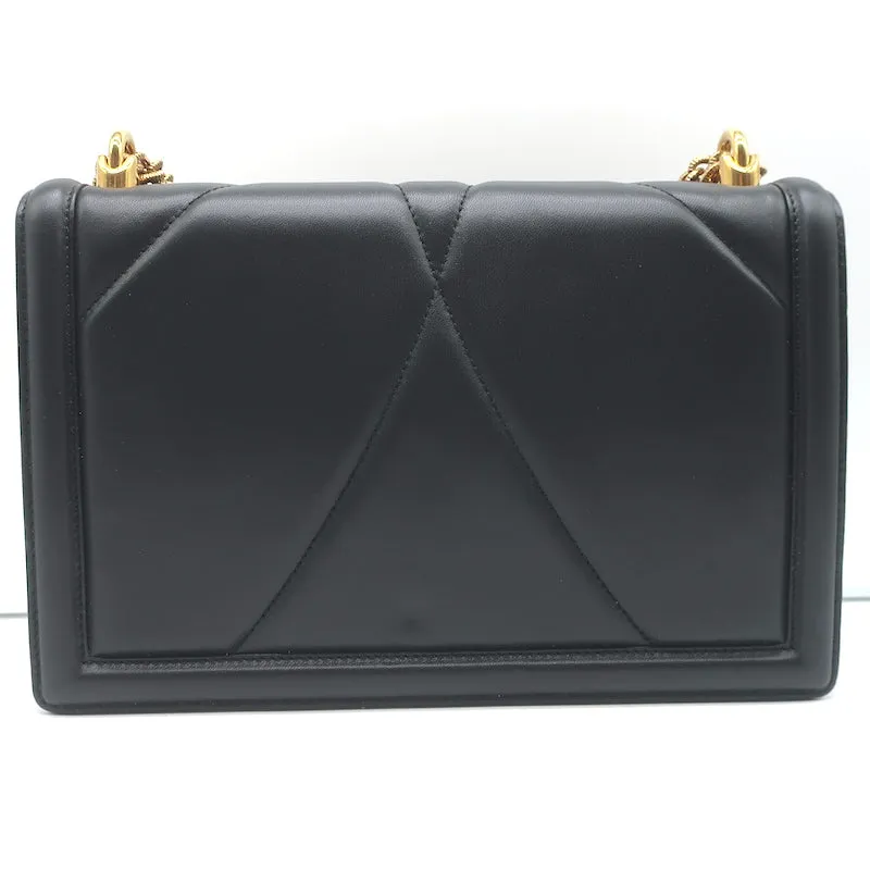 Dolce & Gabbana Devotion Large Shoulder Bag Black Quilted Leather Crossbody NEW