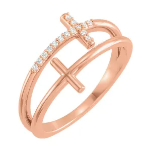 Double Cross Diamond Ring