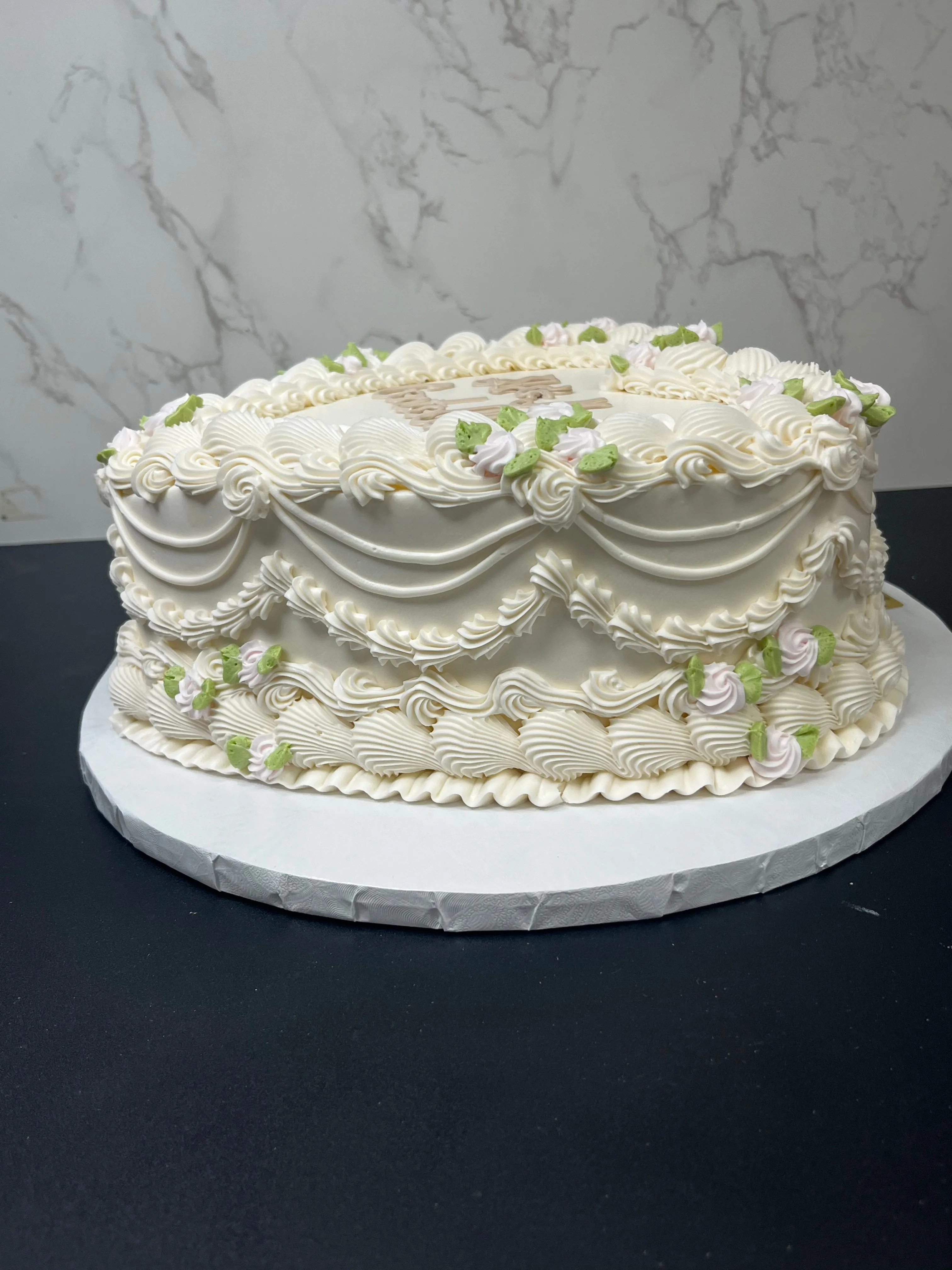 Double Layer 9" Heart Shaped Cake "Classic White"
