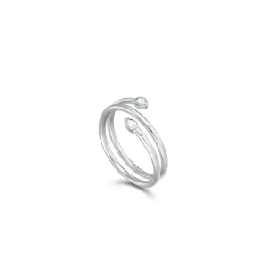 Double Teardrop Spiral Ring - Silver White