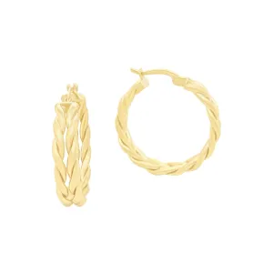 Double Twist Hoop Earrings in 9ct Yellow Gold Silver Infused