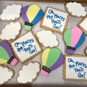Dozen 'Oh the Places You'll Go' Theme Cookies