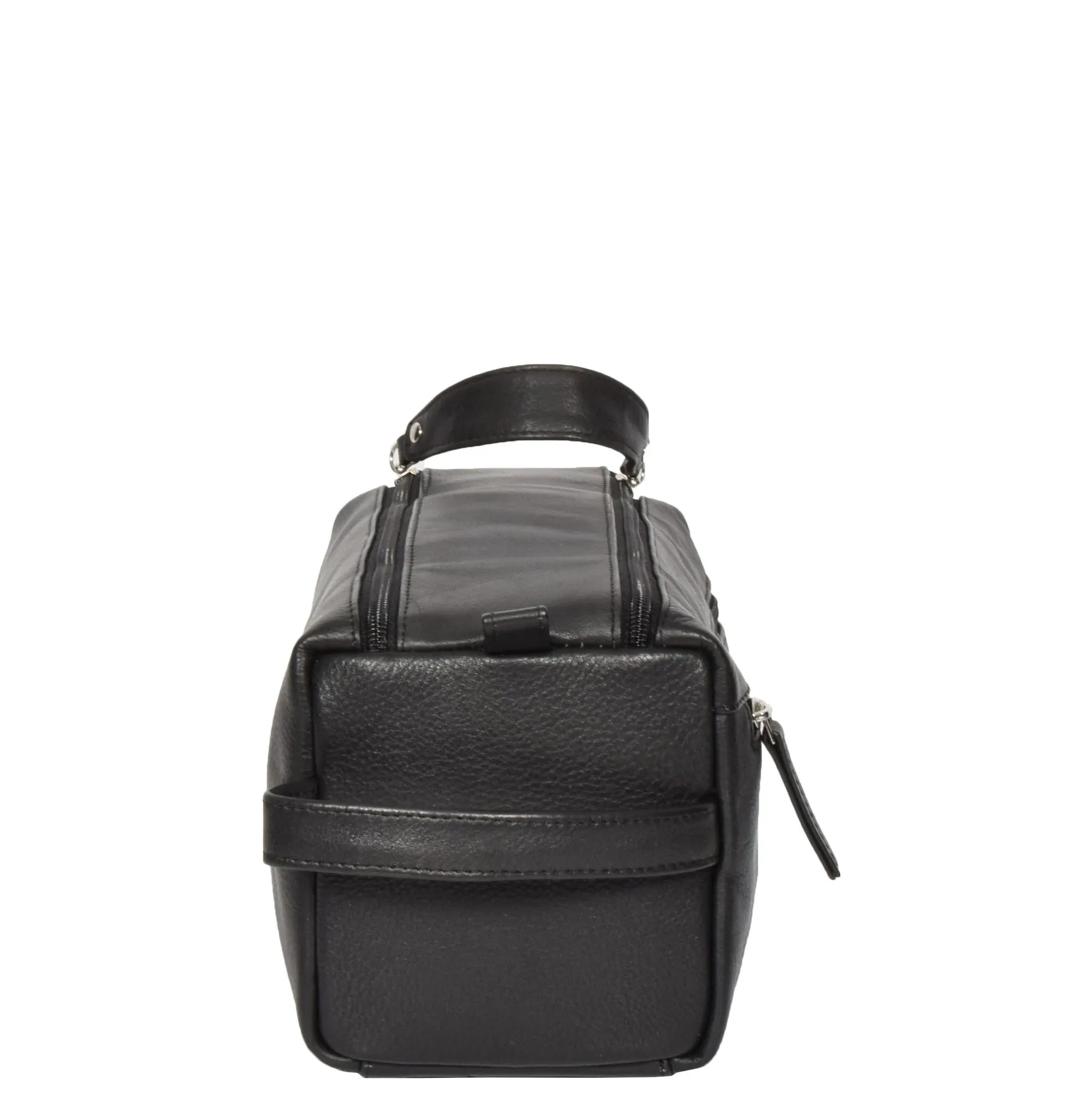 DR316 Genuine Soft Leather Black Travel Wash Bag