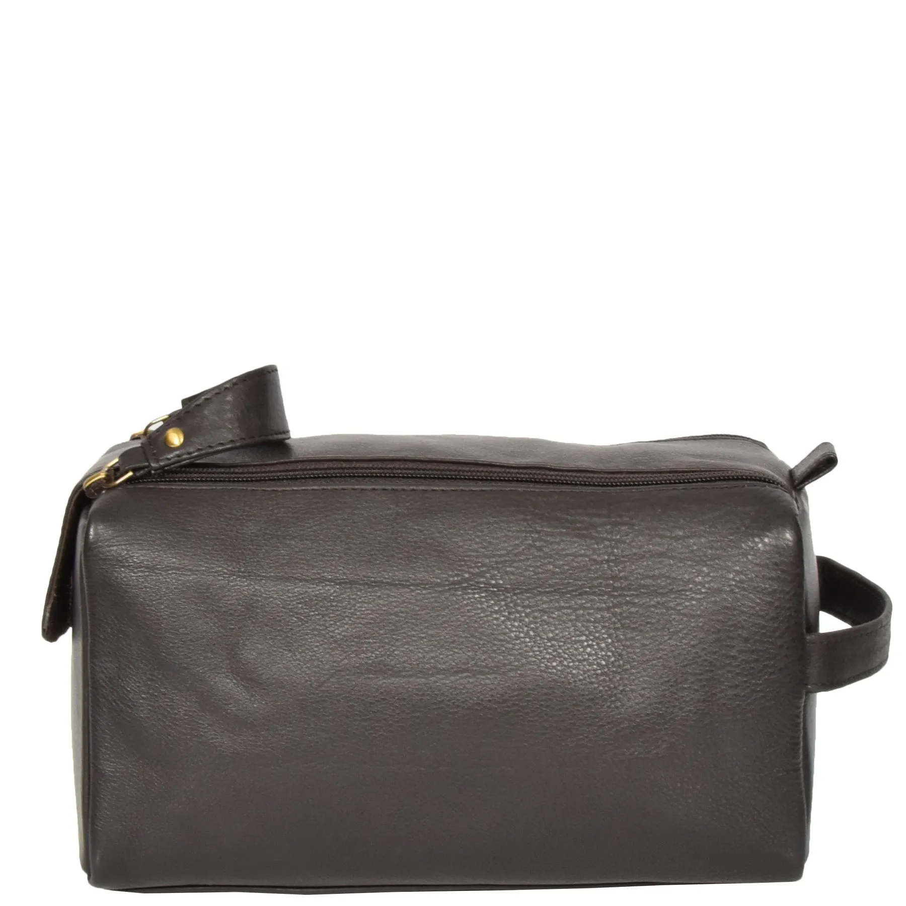 DR316 Genuine Soft Leather Brown Travel Wash Bag