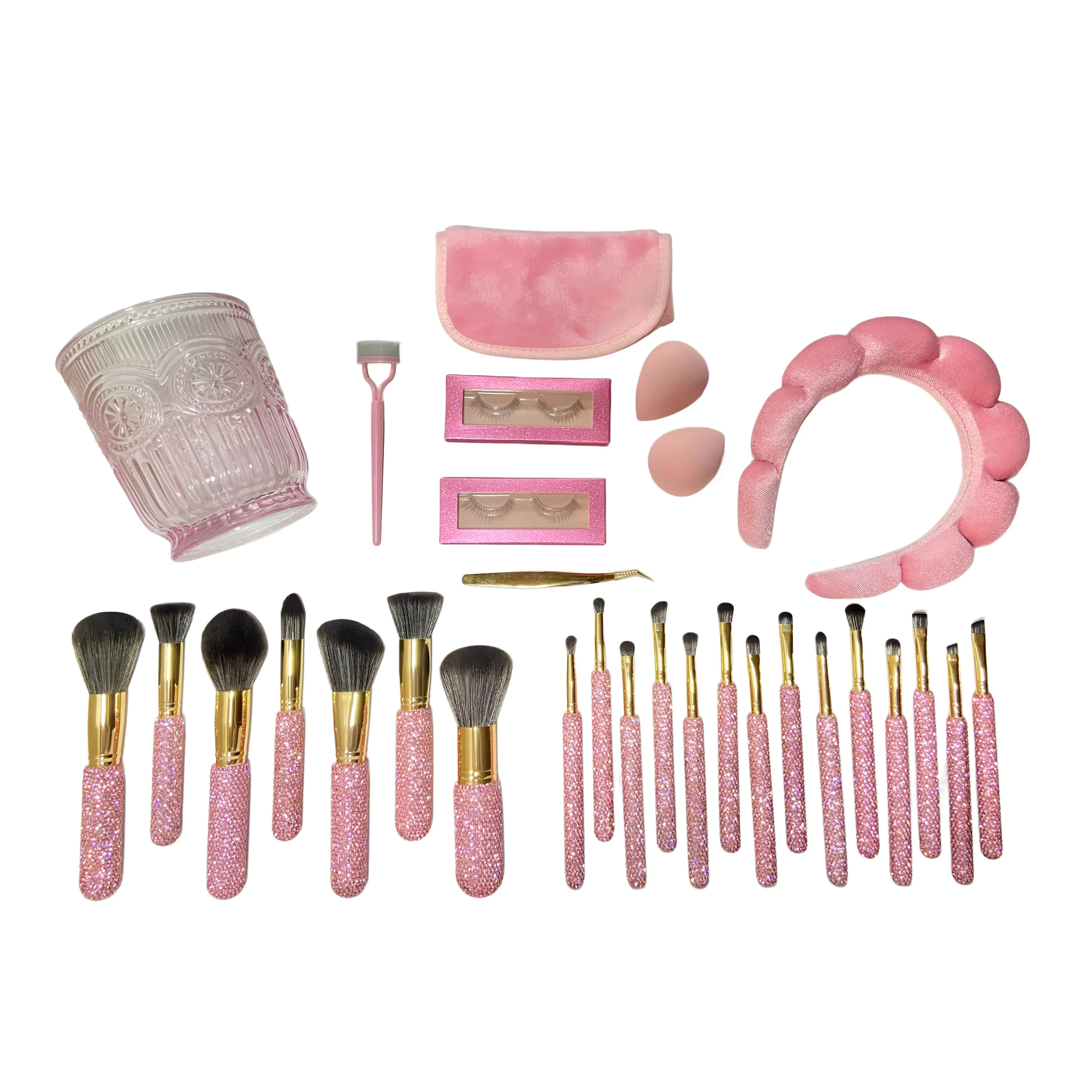 Dusty Rose Pink Mega Glitz & Glam | 30pc Essentials Collection Brush Set | GG4393