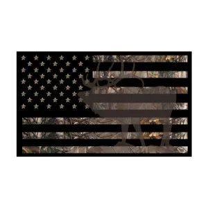 Elk Hunter Silhouette Camo Flag Graphic Decal