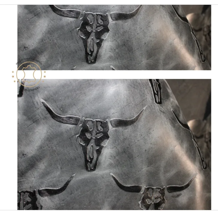 Embossed LEATHER Sheets, Charcoal Black Pull Up Longhorn Embossed | 12"x12", 12"x18", 12"x24" Precuts Sheets for Crafts