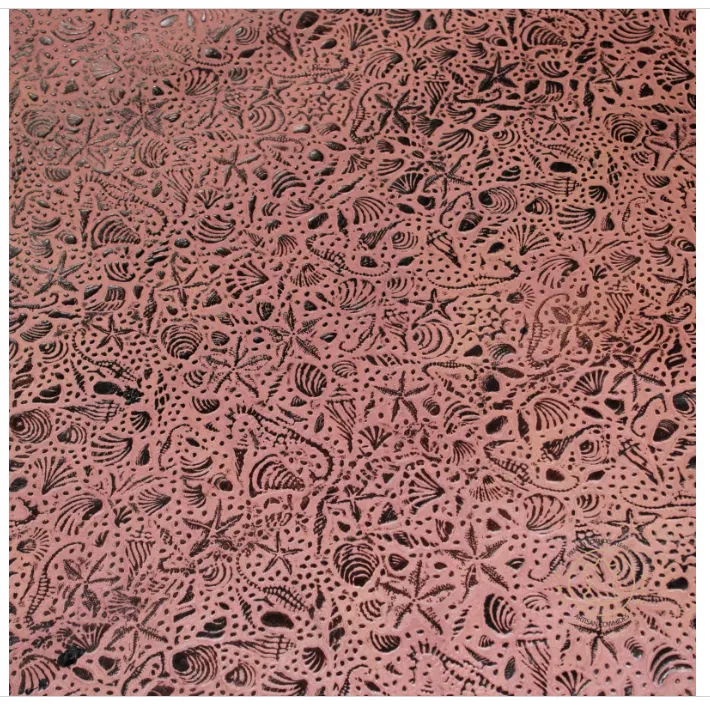 Embossed LEATHER Sheets, Sea Life Embossed Leather Tan Brown | 12"x12", 12"x18", 12"x24" Precuts Sheets for Crafts - Seahorses, star, shell