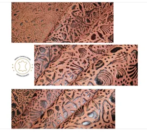 Embossed LEATHER Sheets, Sea Life Embossed Leather Tan Brown | 12"x12", 12"x18", 12"x24" Precuts Sheets for Crafts - Seahorses, star, shell