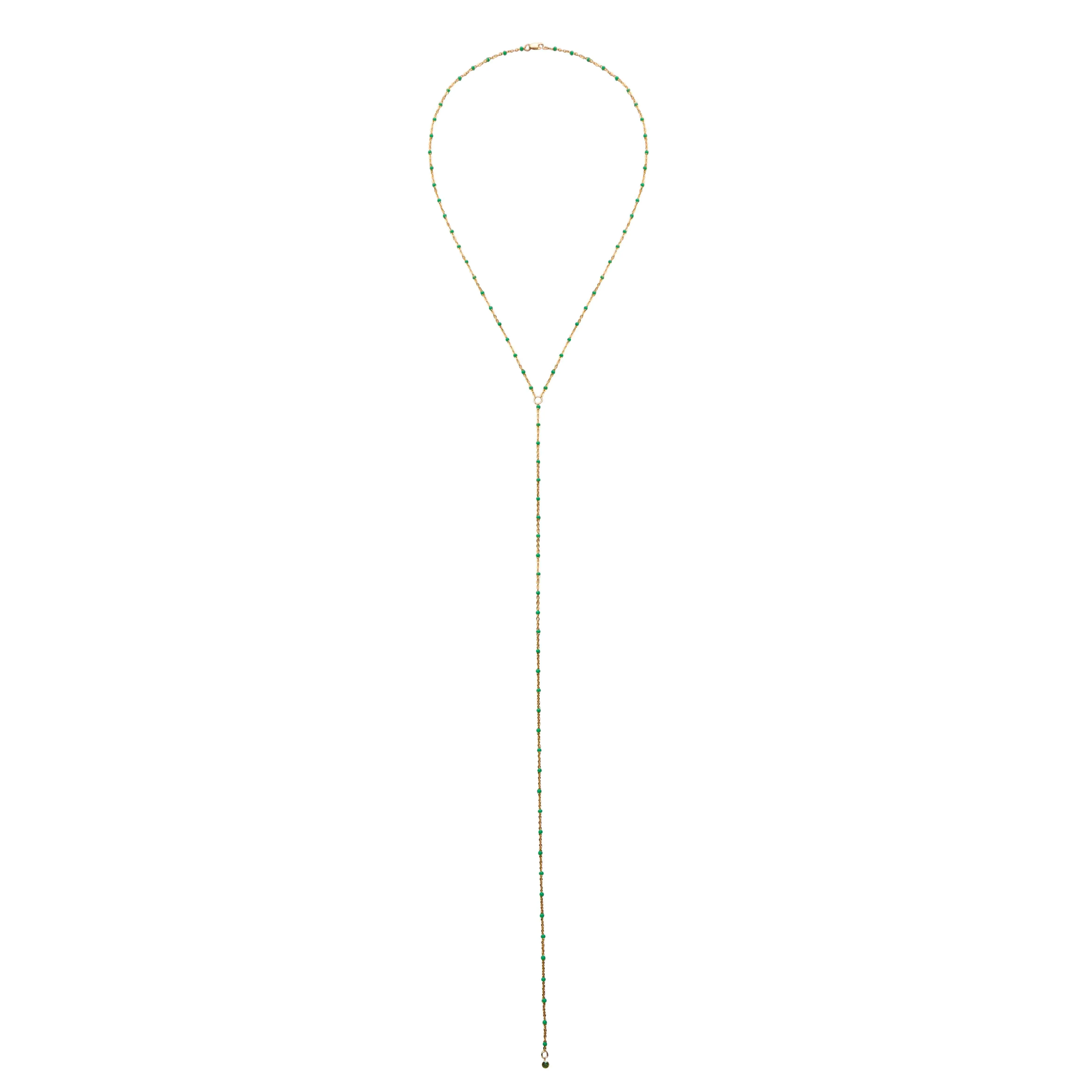 Emerald Enamel Lariat - 14K Gold Filled