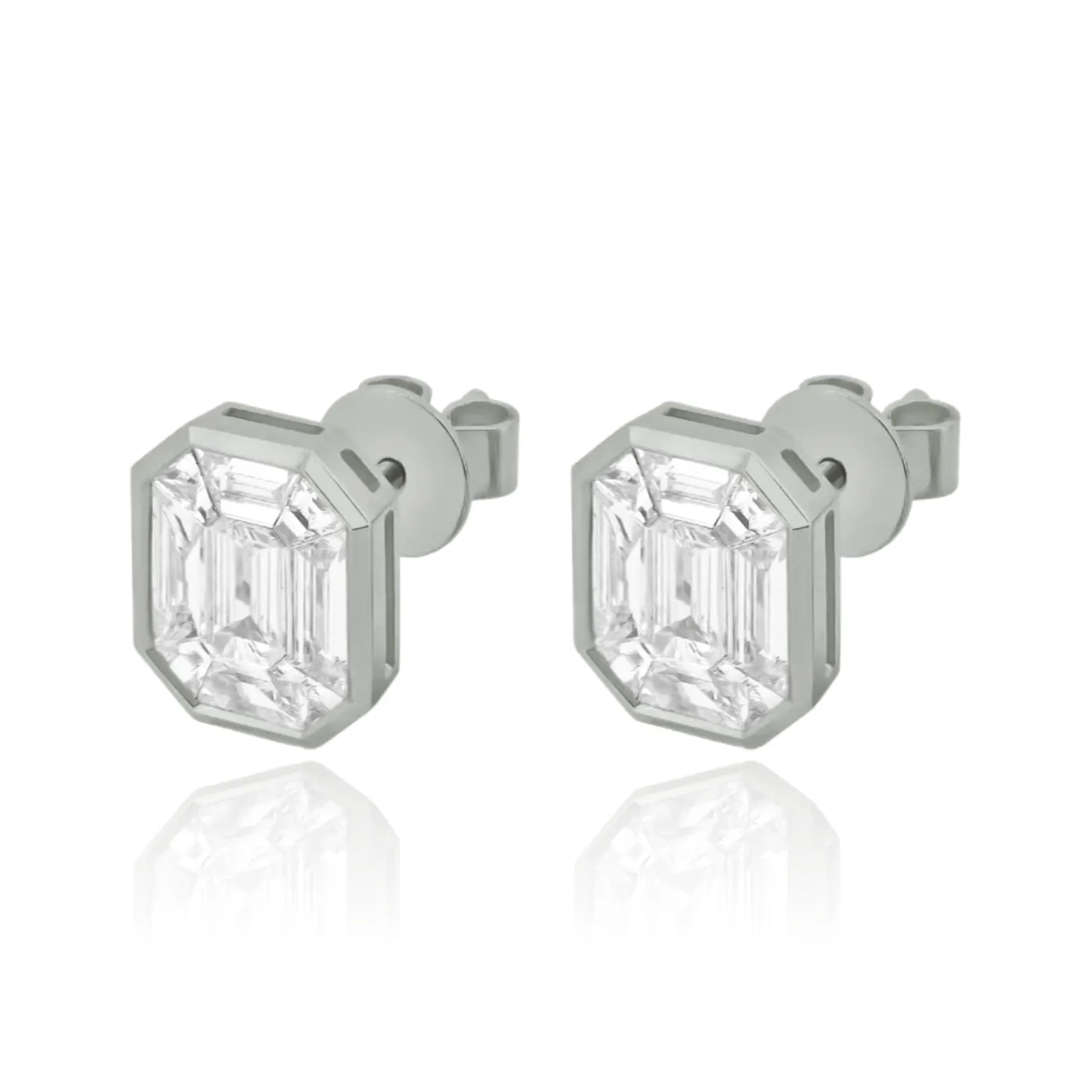 Emerald Illusion Bezel Studs