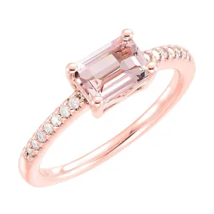 Emperor Emerald Cut Morganite & Diamond Ring