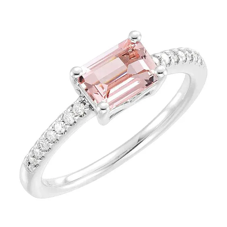 Emperor Emerald Cut Morganite & Diamond Ring