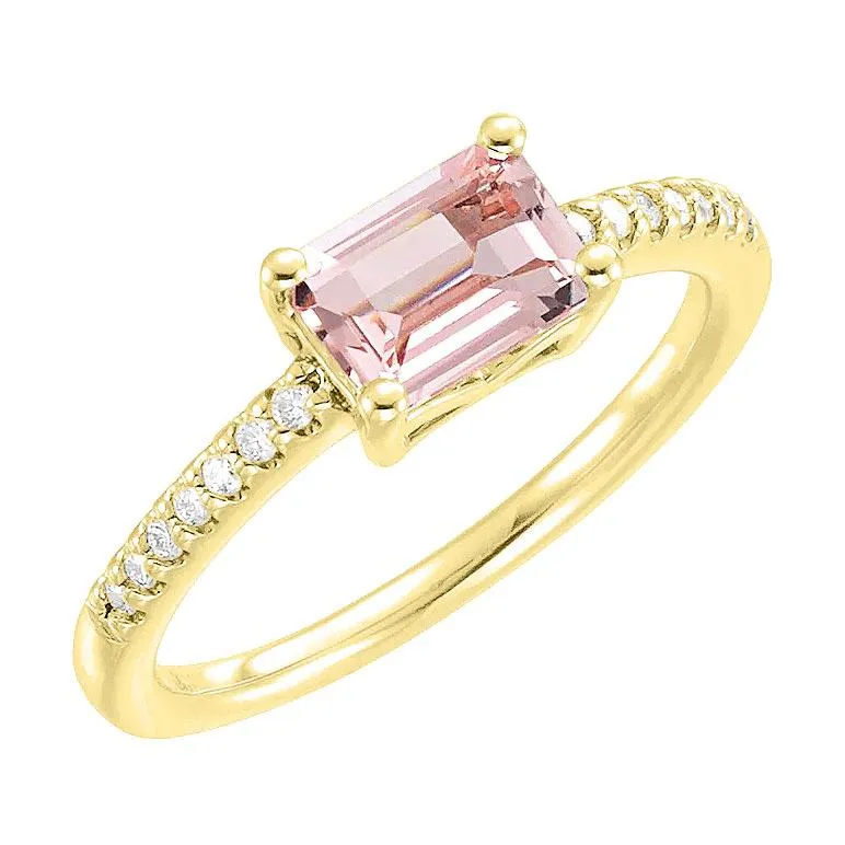 Emperor Emerald Cut Morganite & Diamond Ring