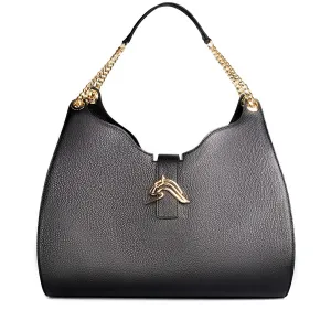 Empire Cheetah Hobo Bag: Designer Shoulder Bag in Black Leather