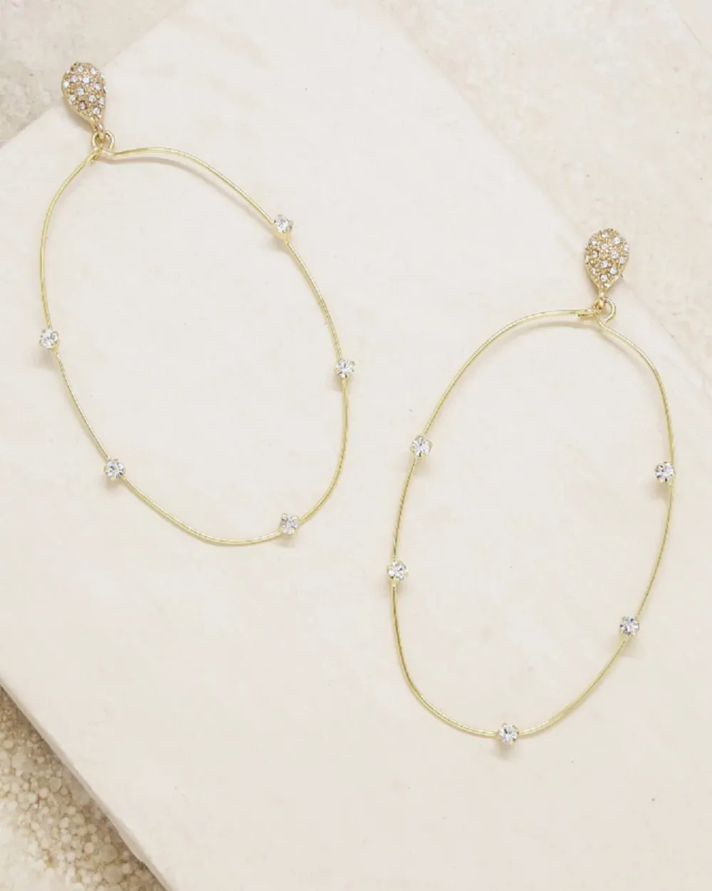 Ettika Delicate Crystal Large Oval Hoop Earrings