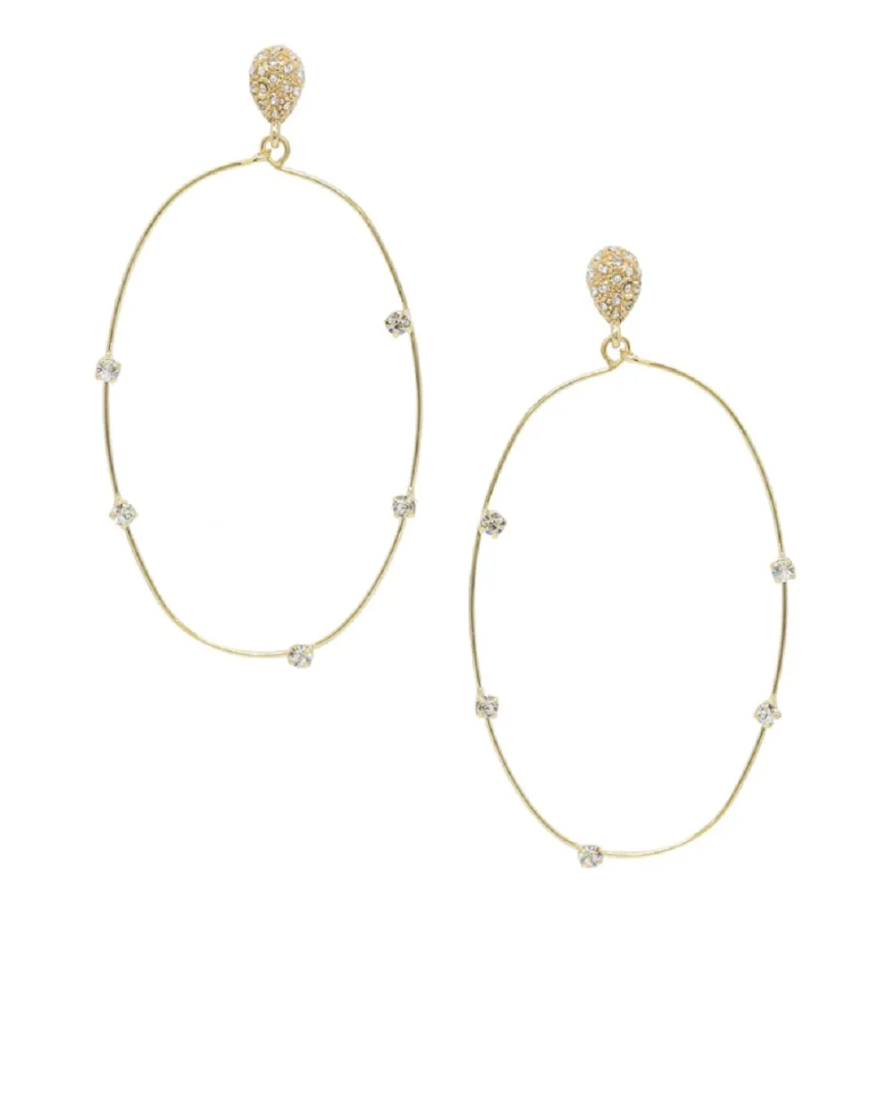 Ettika Delicate Crystal Large Oval Hoop Earrings