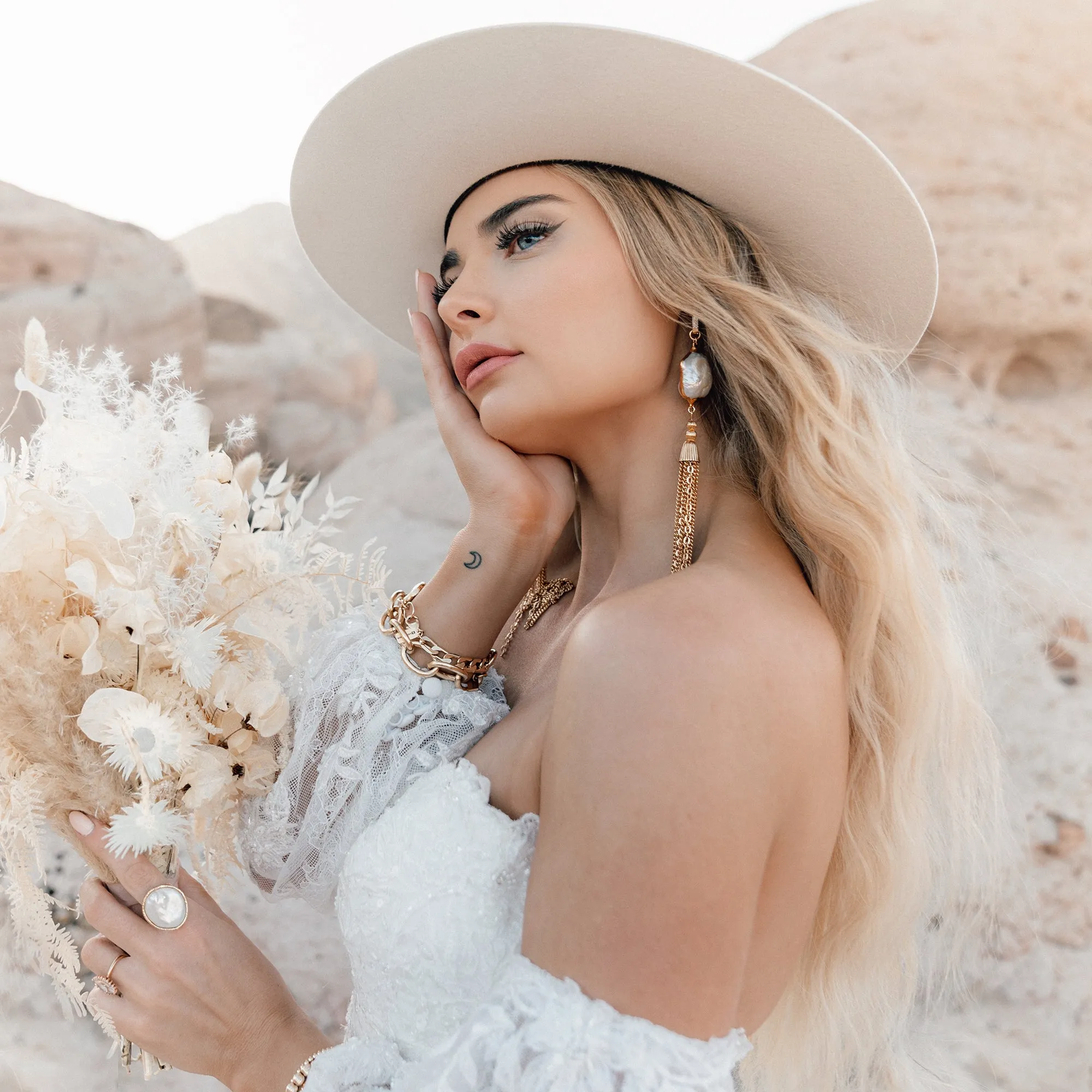 Eva Statement Pearl Tassel Earrings