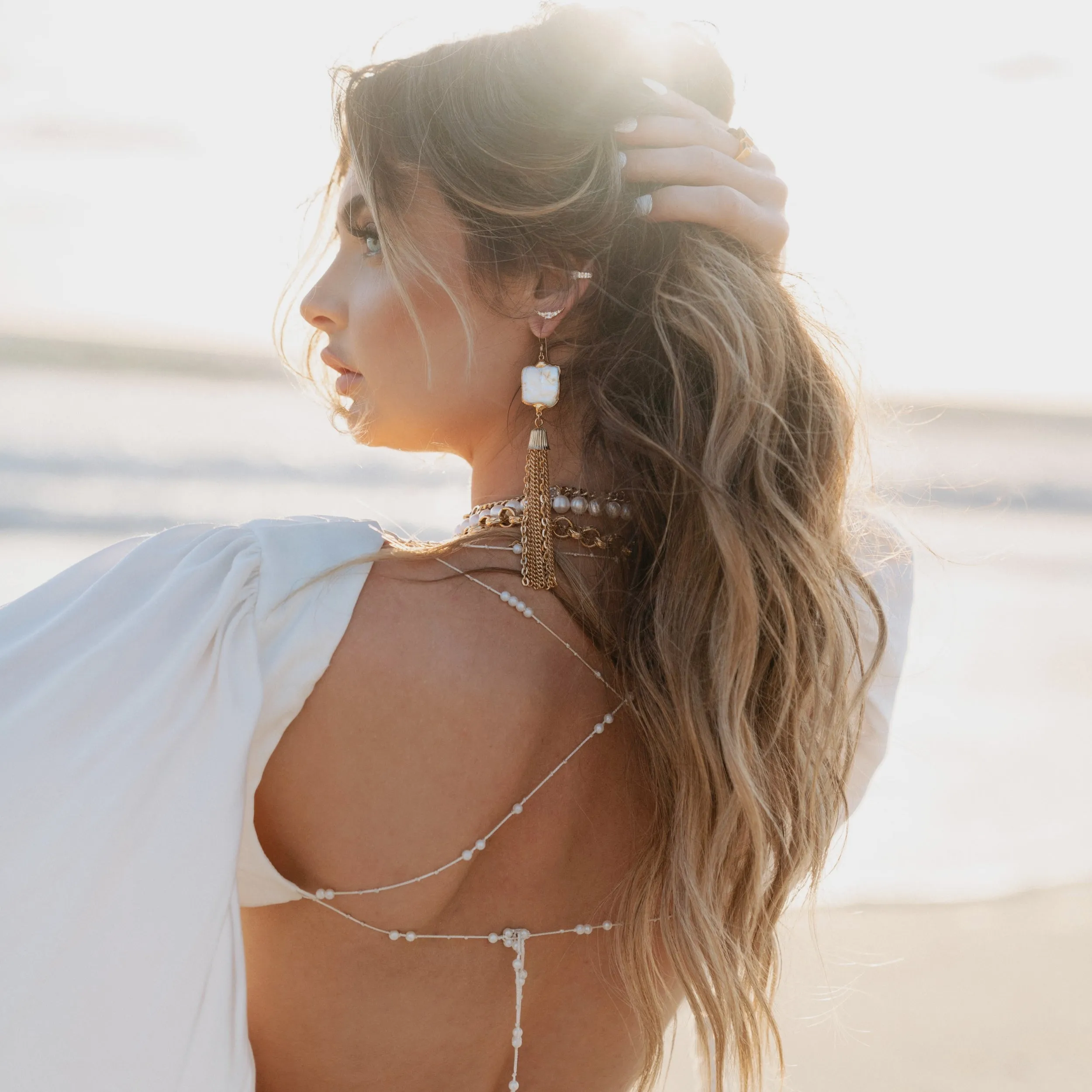 Eva Statement Pearl Tassel Earrings