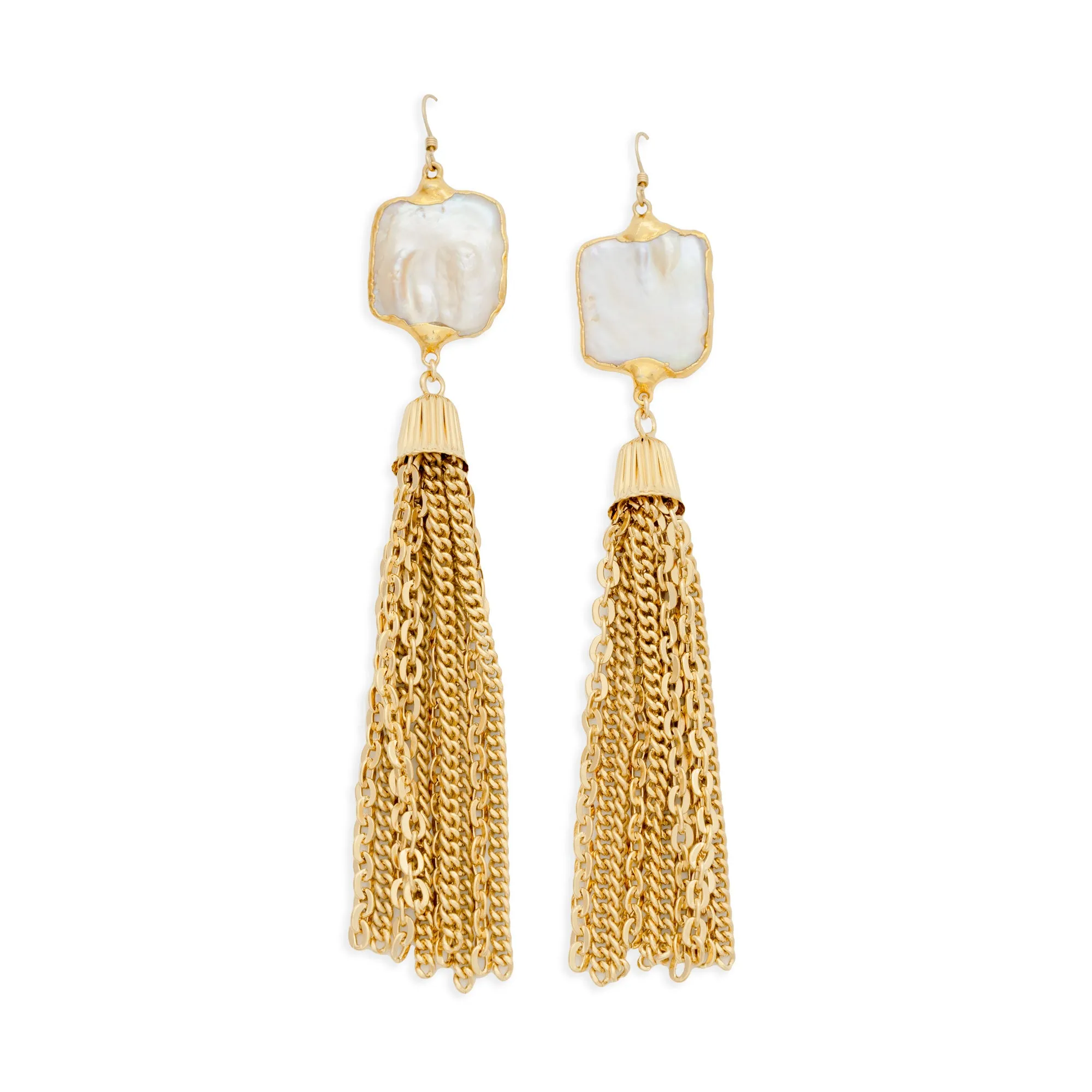 Eva Statement Pearl Tassel Earrings