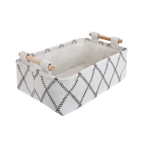 Expo Essential Collapsible Storage Baskets Linen Bin Foldable Toy Organizer, Bathroom Storage with Dual Wood Handles