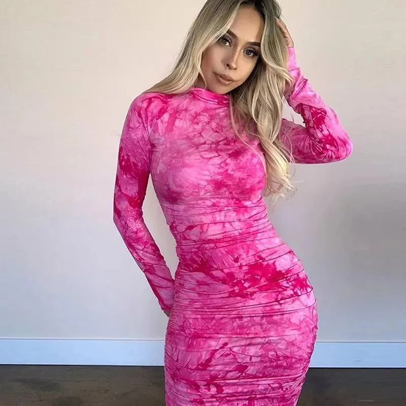 Fashion Womens Printed Net Red Dress