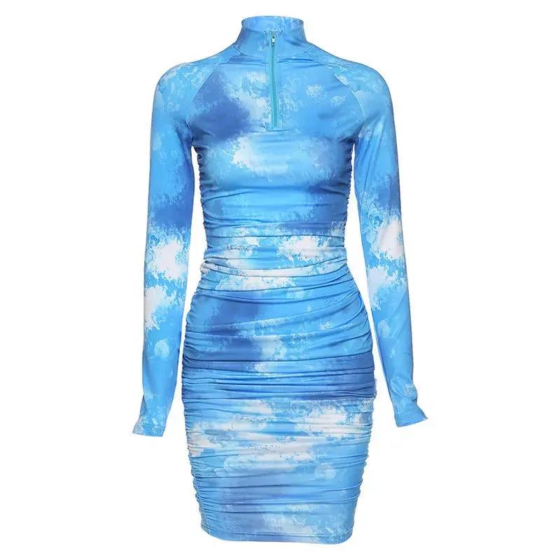 Fashion Womens Printed Net Red Dress