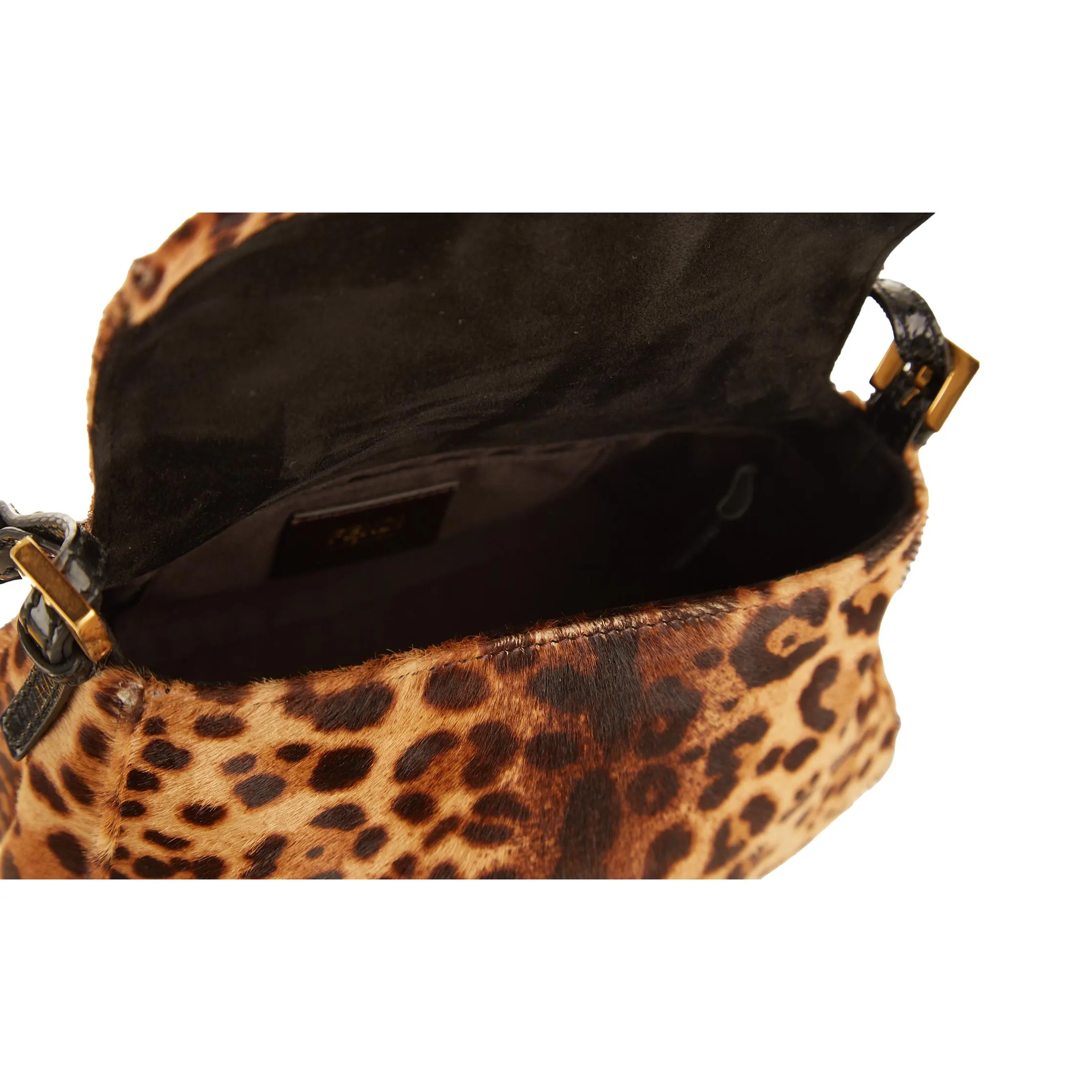 Fendi Brown Cheetah Print Mini Baguette