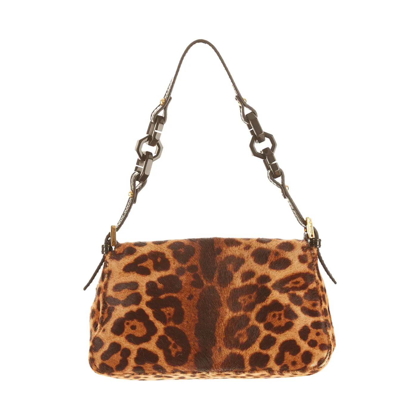 Fendi Brown Cheetah Print Mini Baguette