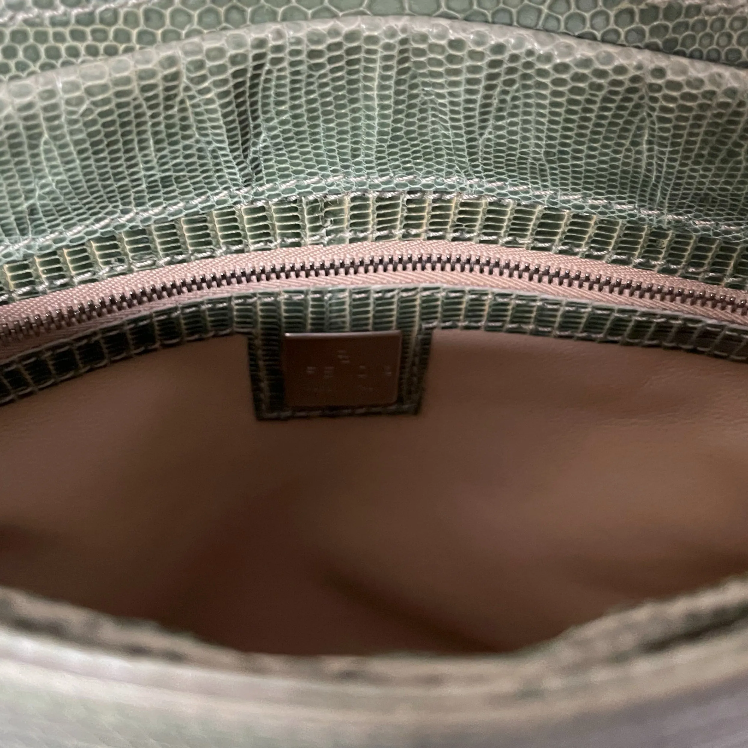Fendi Green Lizard Mini Shoulder Bag